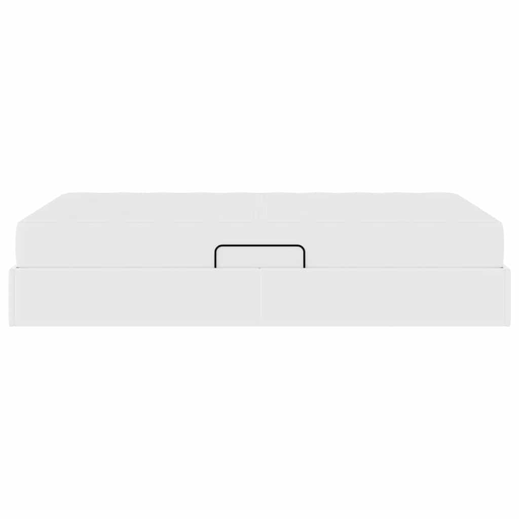 Aufbewahrungsbett mit Matratze mit Matratze 2 pcs Weiß Leder