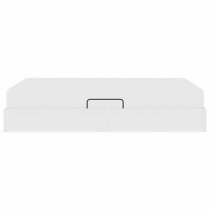 Aufbewahrungsbett mit Matratze mit Matratze 2 pcs Weiß Leder