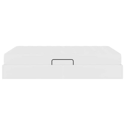 Aufbewahrungsbett mit Matratze mit Matratze 2 pcs Weiß Leder