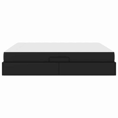 Aufbewahrungsbett mit Matratze mit Matratze 2 pcs Schwarz Leder