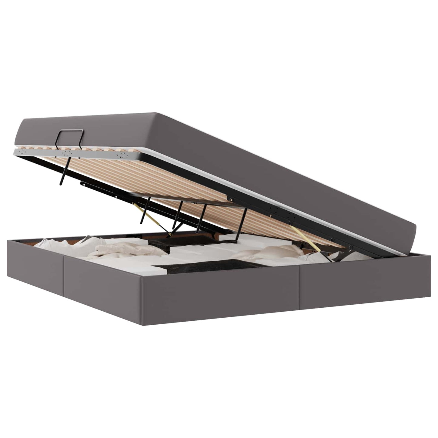vidaXL Aufbewahrungsbett mit Matratze mit Matratze 2 pcs Grau Leder