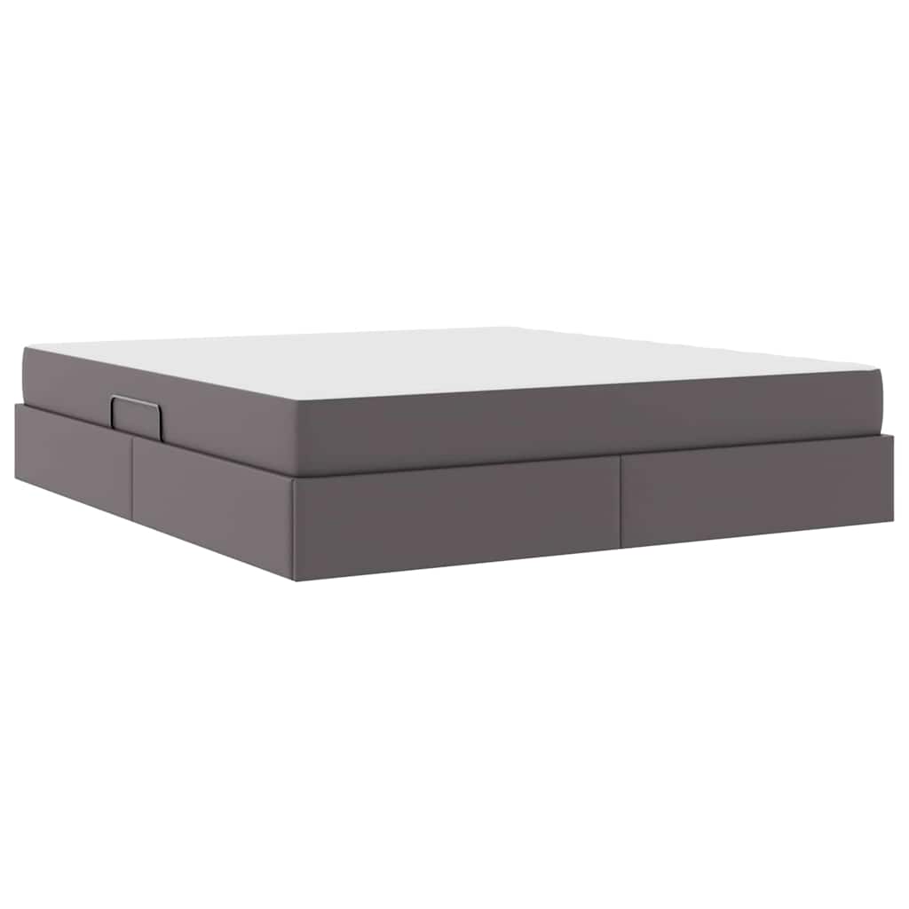vidaXL Aufbewahrungsbett mit Matratze mit Matratze 2 pcs Grau Leder