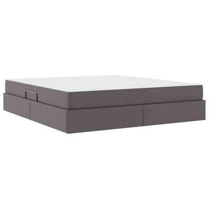 vidaXL Aufbewahrungsbett mit Matratze mit Matratze 2 pcs Grau Leder