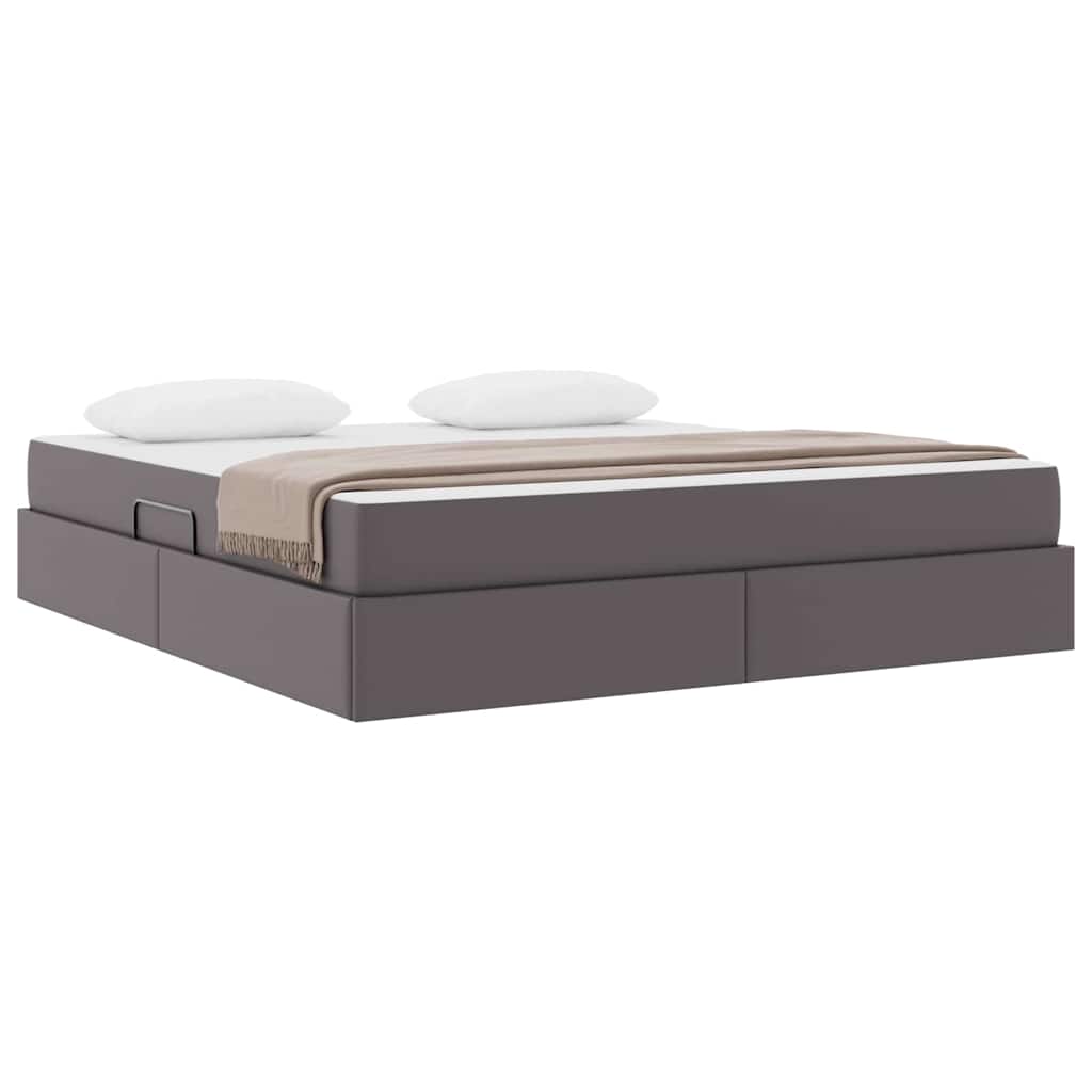 vidaXL Aufbewahrungsbett mit Matratze mit Matratze 2 pcs Grau Leder