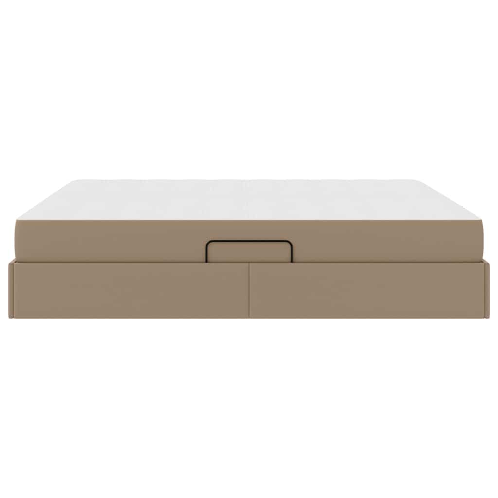 Aufbewahrungsbett mit Matratze 2 pcs Cappuccino Leder