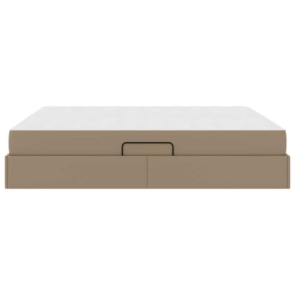Aufbewahrungsbett mit Matratze 2 pcs Cappuccino Leder
