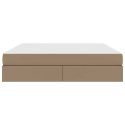 Aufbewahrungsbett mit Matratze 2 pcs Cappuccino Leder