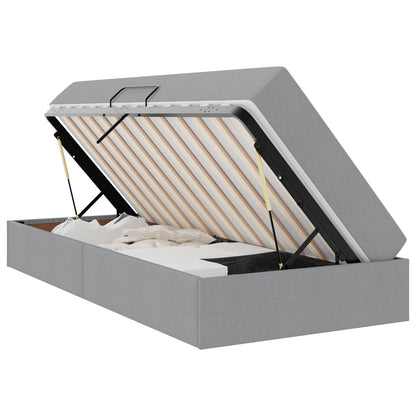 Aufbewahrungsbett mit Matratze Hellgrau 90 x 190 cm Polyester