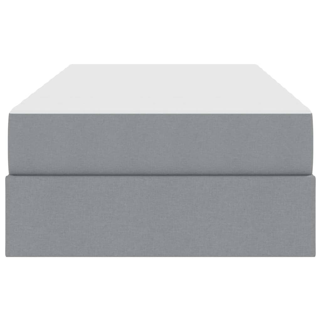 Aufbewahrungsbett mit Matratze Hellgrau 90 x 190 cm Polyester