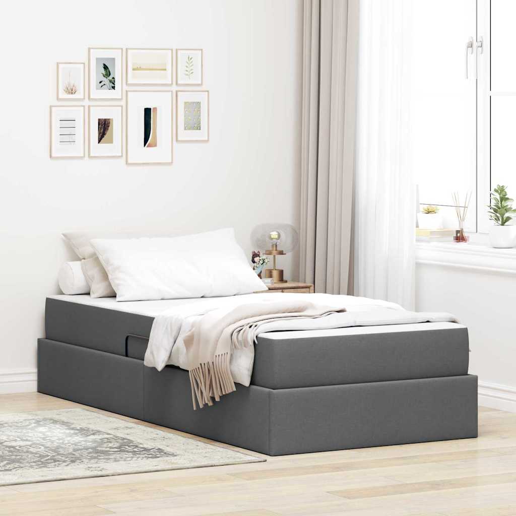 vidaXL Aufbewahrungsbett mit Matratze Dunkelgrau 90 x 190 cm Polyester