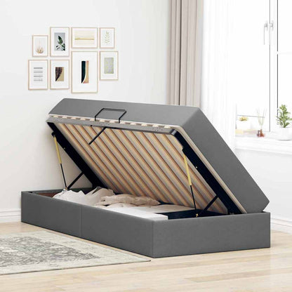 vidaXL Aufbewahrungsbett mit Matratze Dunkelgrau 90 x 190 cm Polyester