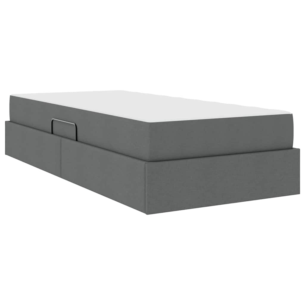 vidaXL Aufbewahrungsbett mit Matratze Dunkelgrau 90 x 190 cm Polyester