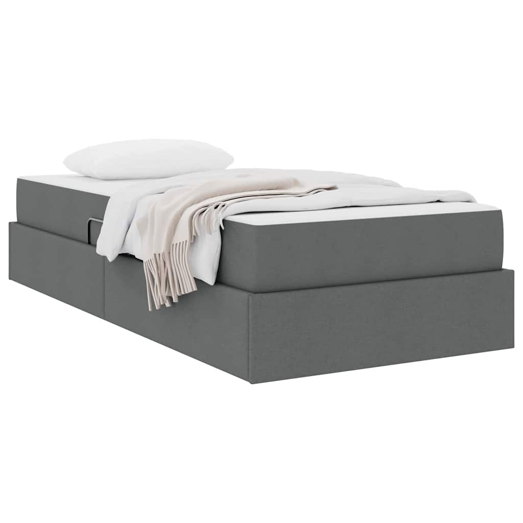 vidaXL Aufbewahrungsbett mit Matratze Dunkelgrau 90 x 190 cm Polyester