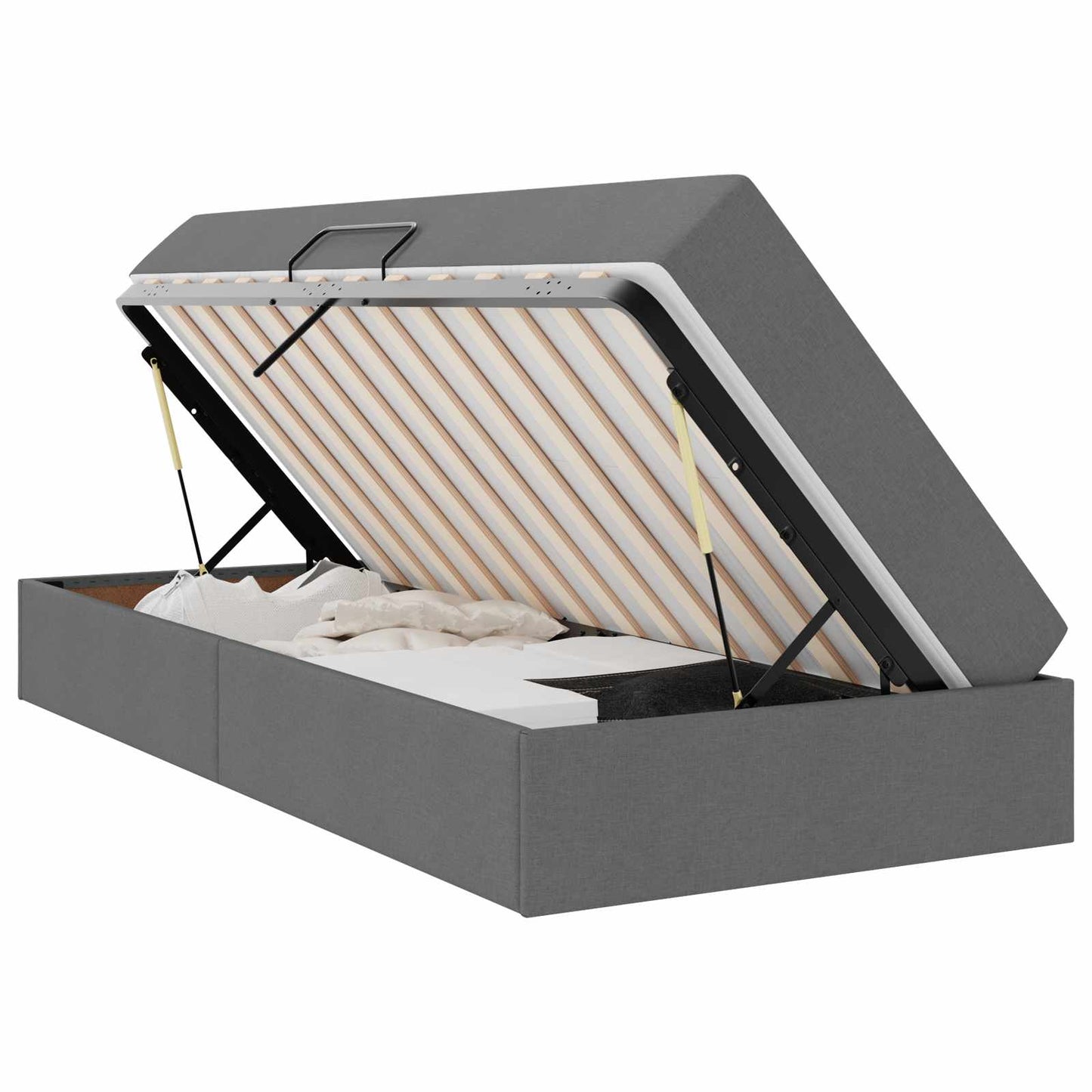 Aufbewahrungsbett mit Matratze Dunkelgrau 90 x 200 cm Polyester