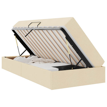 Aufbewahrungsbett mit Matratze Creme 90 x 200 cm Polyester