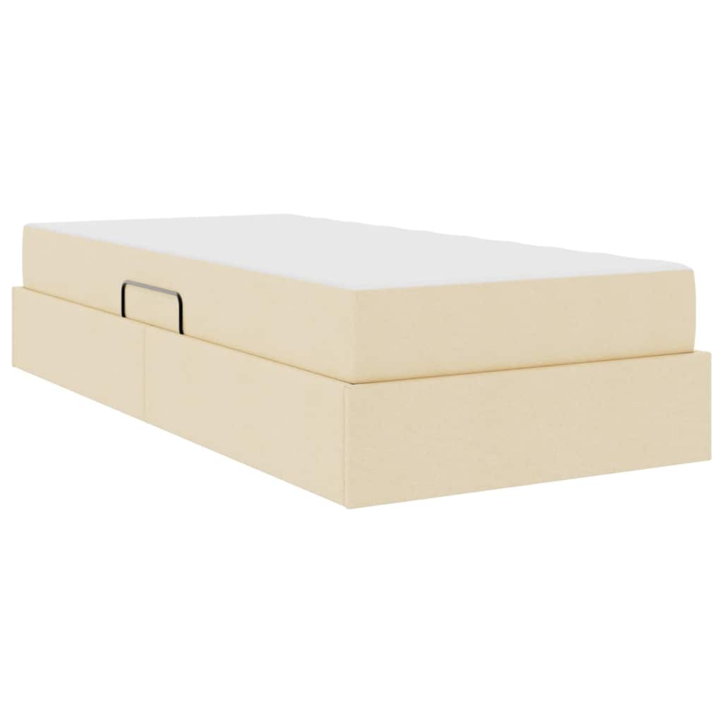 Aufbewahrungsbett mit Matratze Creme 90 x 200 cm Polyester
