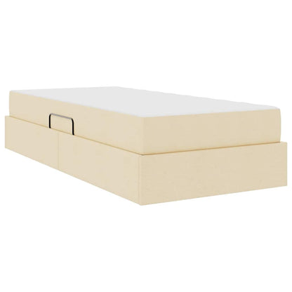 Aufbewahrungsbett mit Matratze Creme 90 x 200 cm Polyester