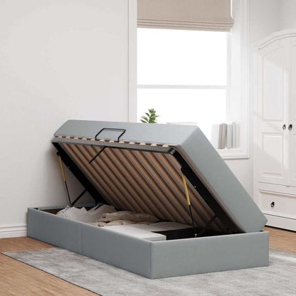 Aufbewahrungsbett mit Matratze Hellgrau 100 x 200 cm Polyester