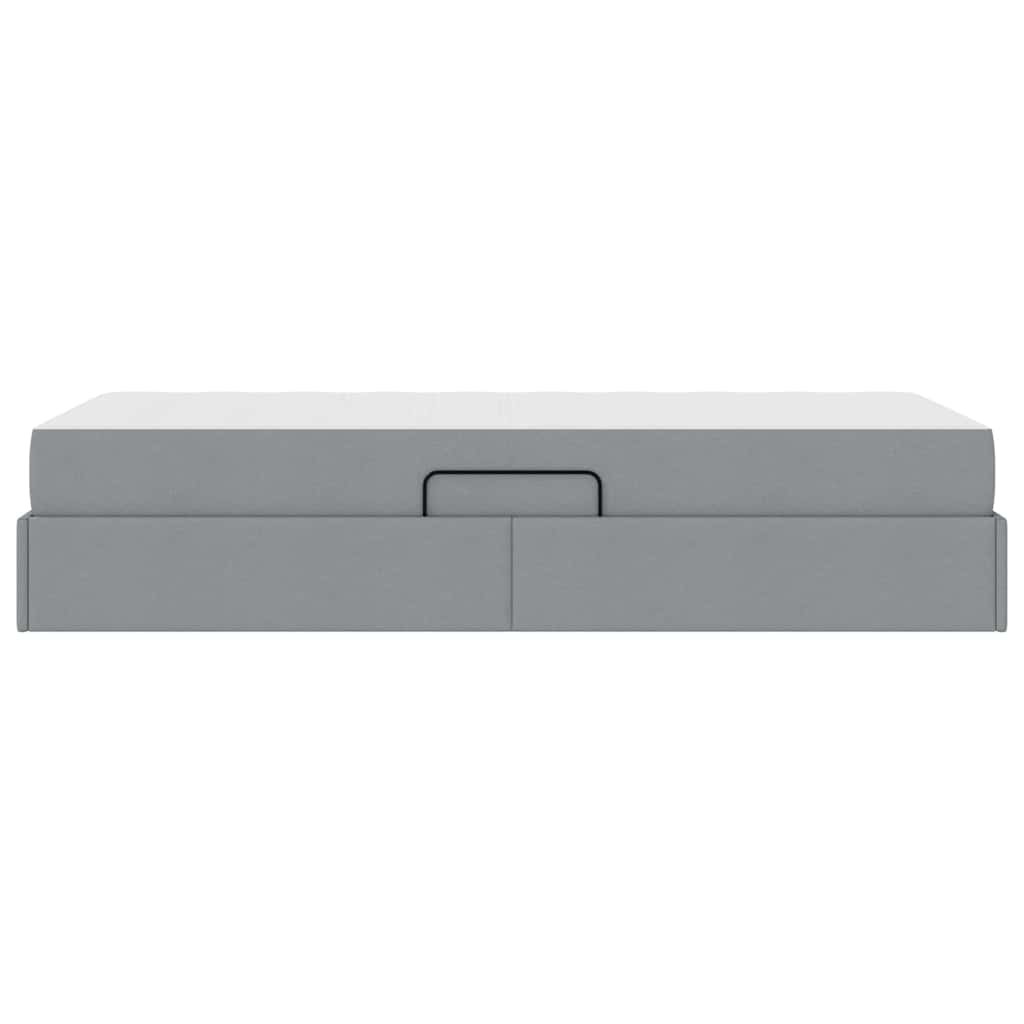 Aufbewahrungsbett mit Matratze Hellgrau 100 x 200 cm Polyester