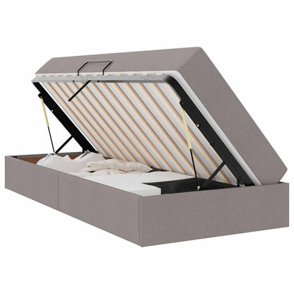 Aufbewahrungsbett mit Matratze Taupe 100 x 200 cm Polyester