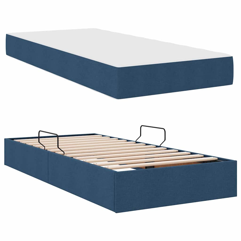 Aufbewahrungsbett mit Matratze Blau 100 x 200 cm Polyester