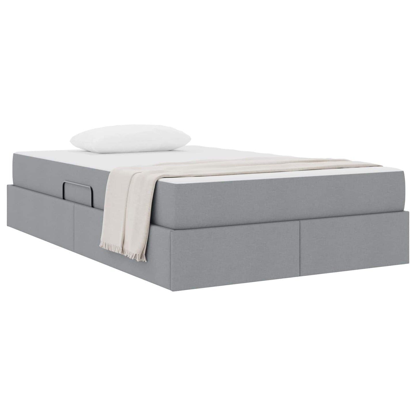 Aufbewahrungsbett mit Matratze Hellgrau 120 x 190 cm Polyester