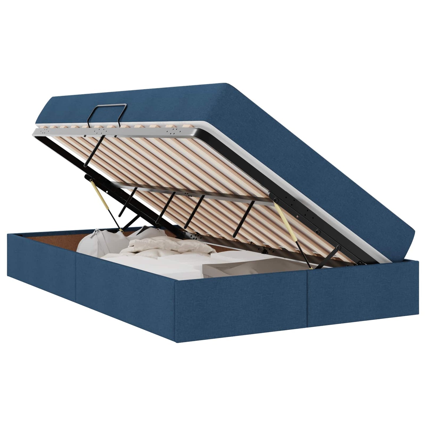 Aufbewahrungsbett mit Matratze Blau 120 x 200 cm Polyester