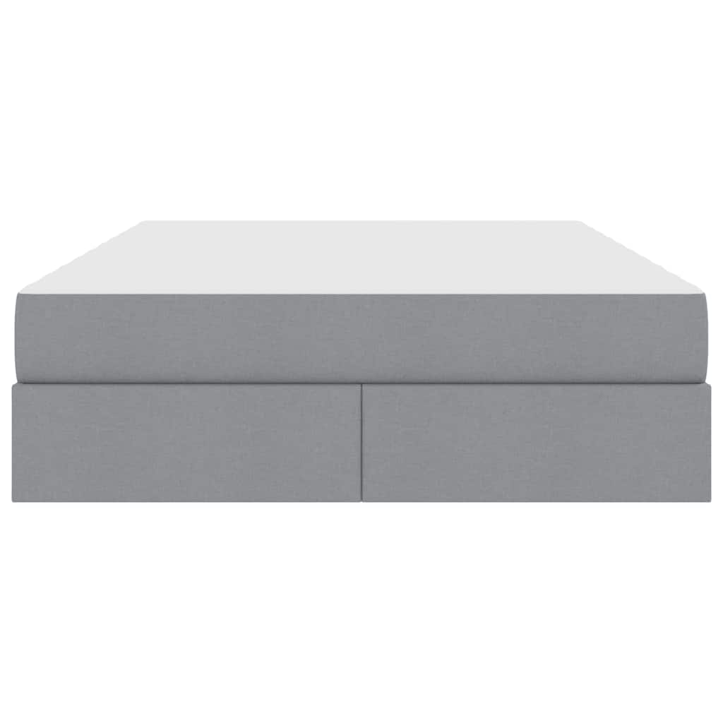 Aufbewahrungsbett mit Matratze Hellgrau 140 x 190 cm Polyester
