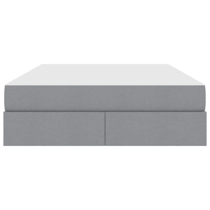 Aufbewahrungsbett mit Matratze Hellgrau 140 x 190 cm Polyester