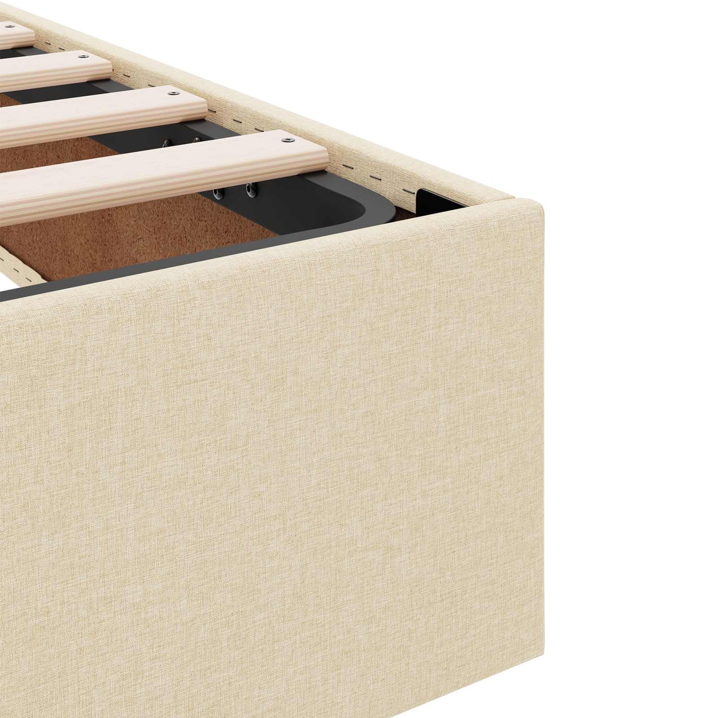 Aufbewahrungsbett mit Matratze Creme 140 x 190 cm Polyester