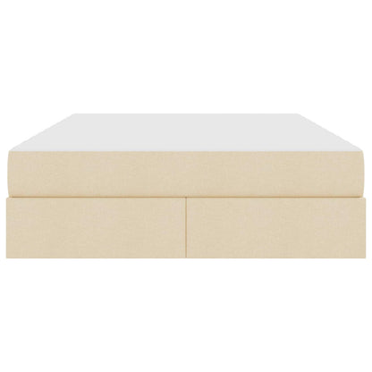 Aufbewahrungsbett mit Matratze Creme 140 x 190 cm Polyester