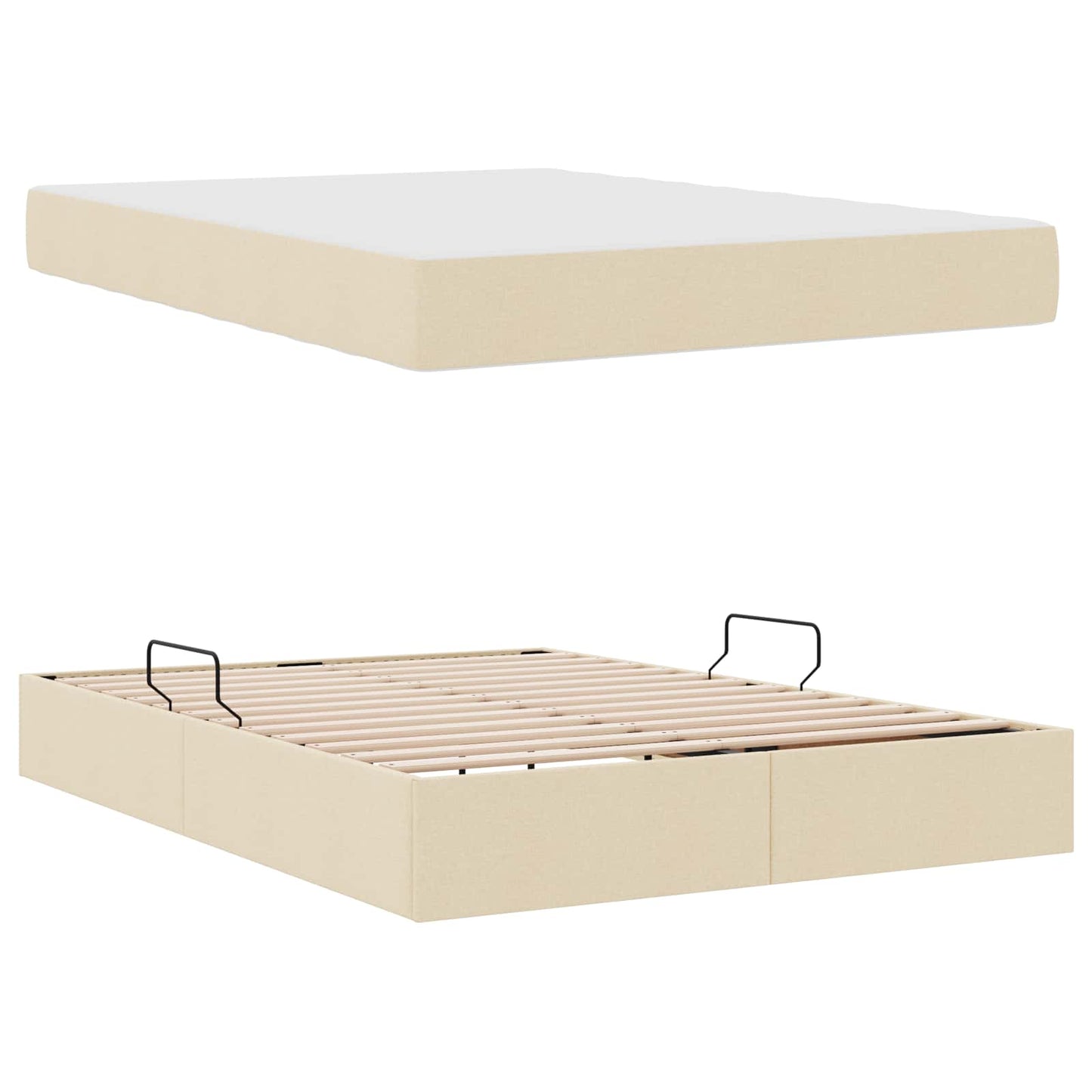 Aufbewahrungsbett mit Matratze Creme 140 x 190 cm Polyester