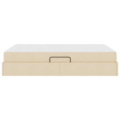 Aufbewahrungsbett mit Matratze Creme 140 x 190 cm Polyester