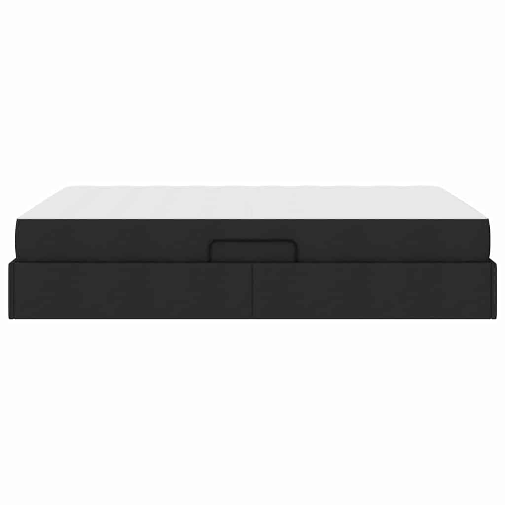 Aufbewahrungsbett mit Matratze Schwarz 140 x 200 cm Polyester