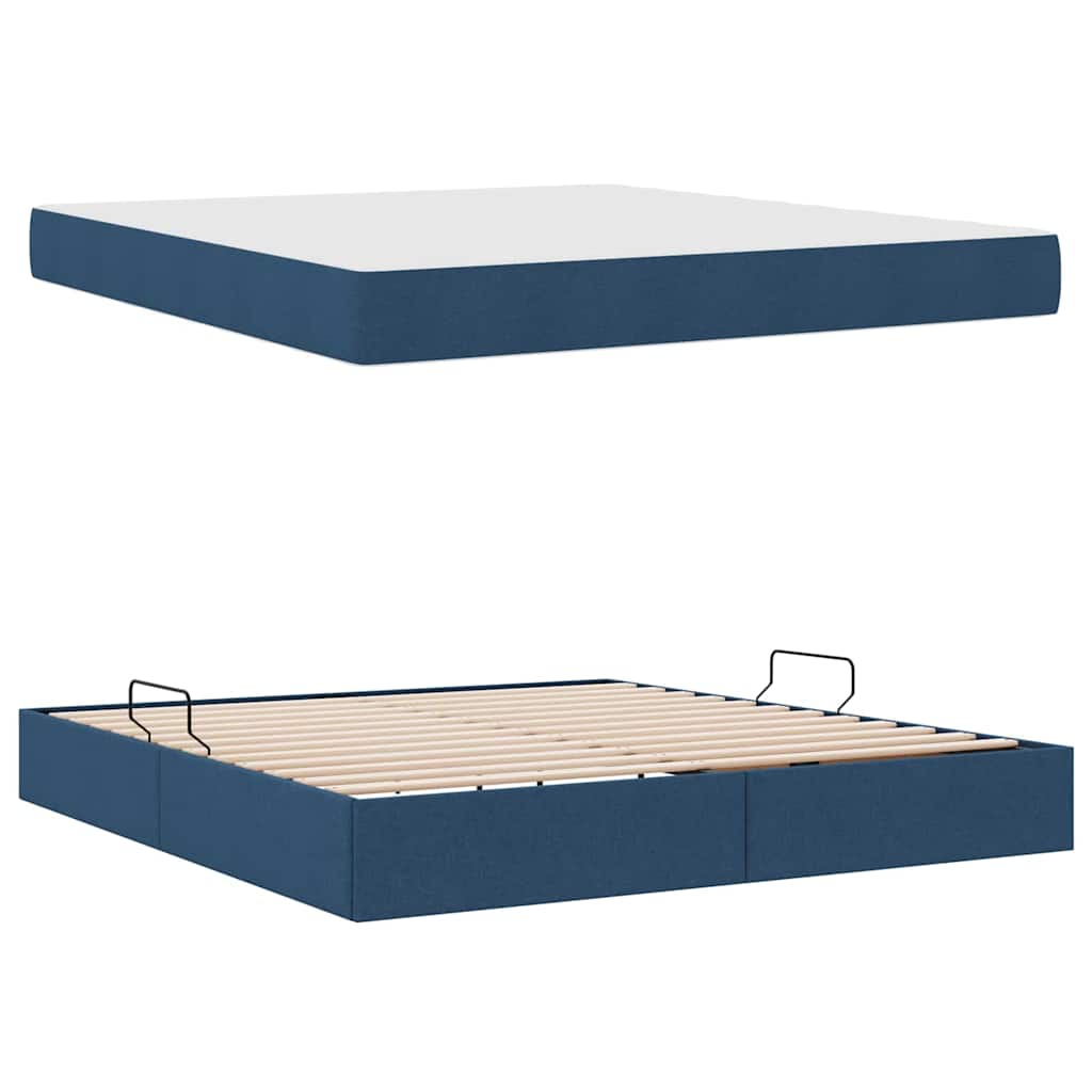 Aufbewahrungsbett mit Matratze Blau 160 x 200 cm Polyester