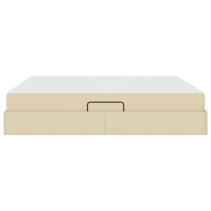 Aufbewahrungsbett mit Matratze Creme 180 x 200 cm Polyester