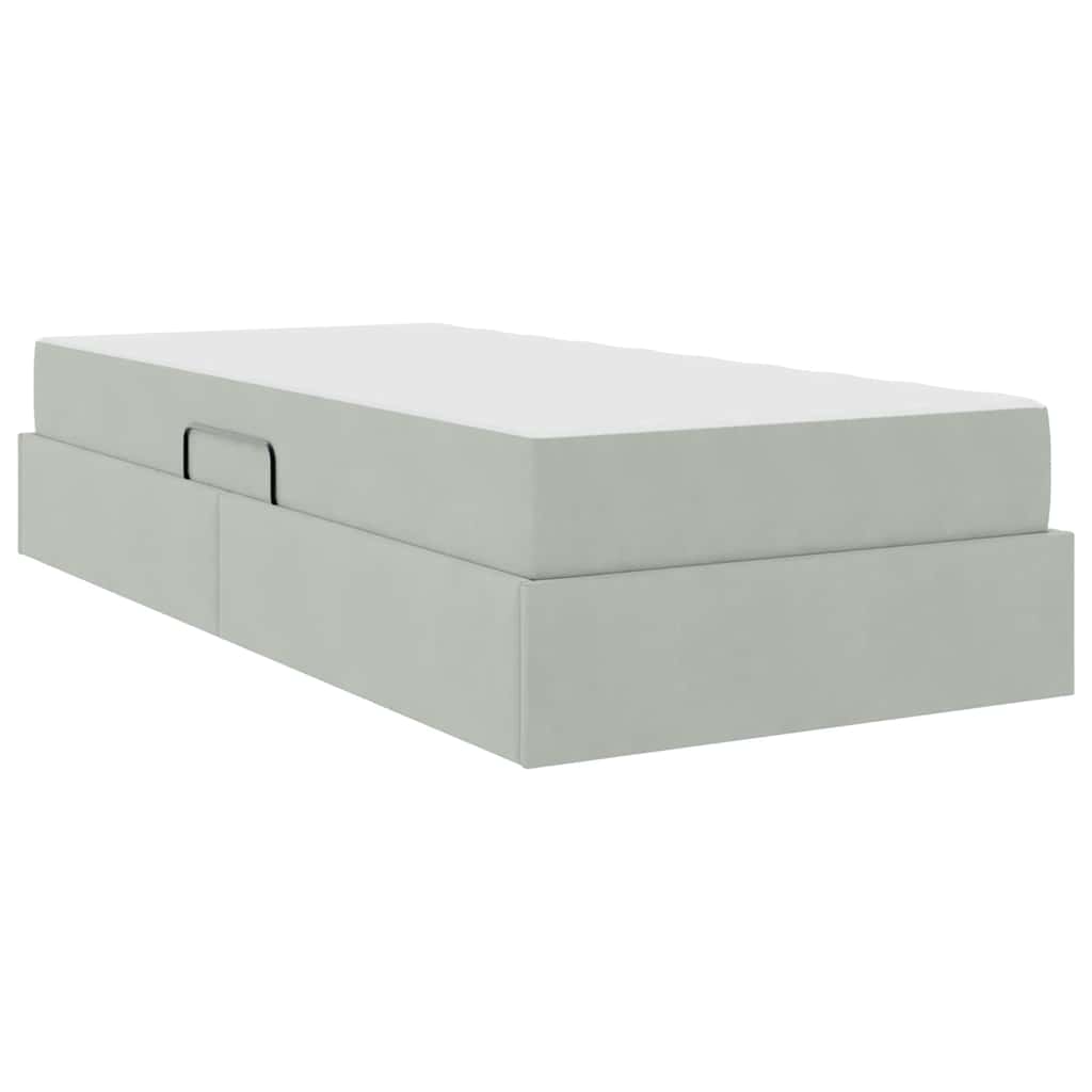 vidaXL Aufbewahrungsbett mit Matratze Hellgrau 90 x 190 cm Samt