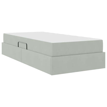 vidaXL Aufbewahrungsbett mit Matratze Hellgrau 90 x 190 cm Samt