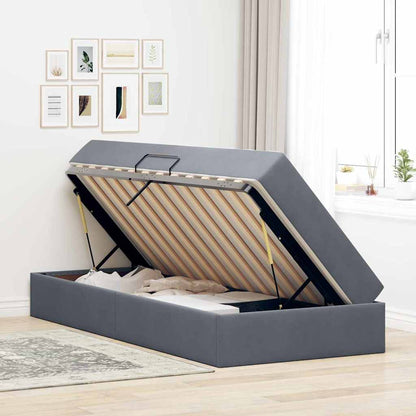 vidaXL Aufbewahrungsbett mit Matratze Dunkelgrau 90 x 190 cm Samt