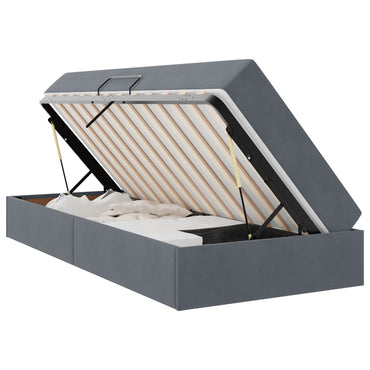 vidaXL Aufbewahrungsbett mit Matratze Dunkelgrau 90 x 190 cm Samt