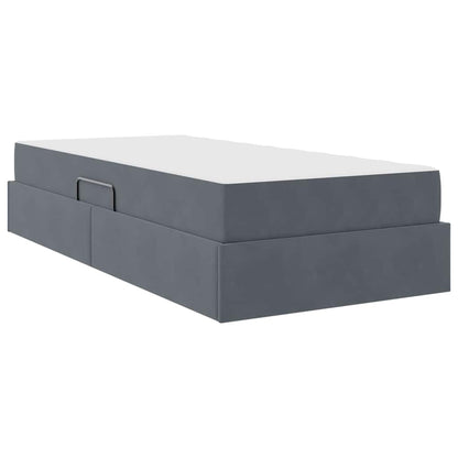 vidaXL Aufbewahrungsbett mit Matratze Dunkelgrau 90 x 190 cm Samt