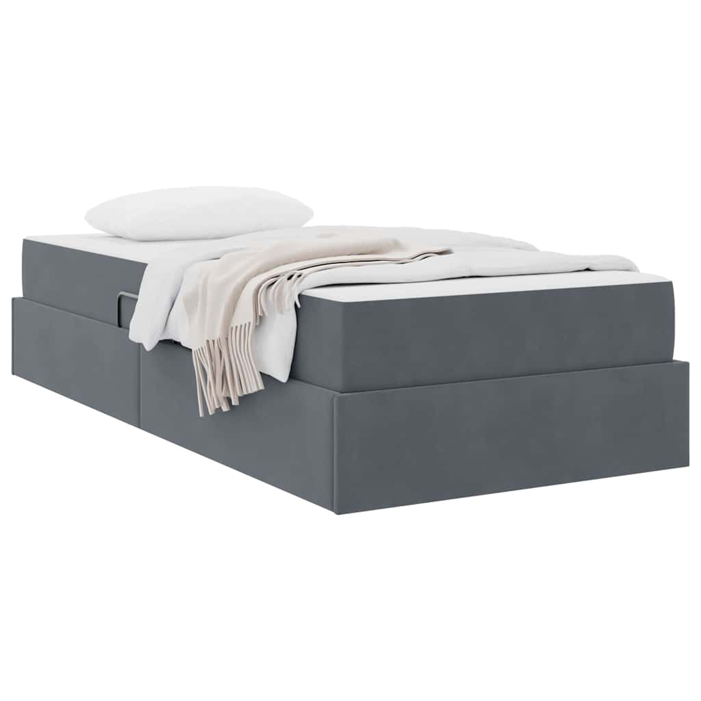 vidaXL Aufbewahrungsbett mit Matratze Dunkelgrau 90 x 190 cm Samt