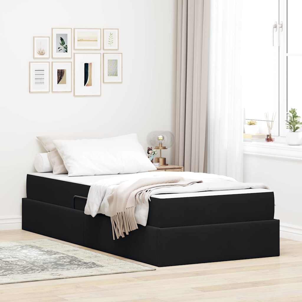 vidaXL Aufbewahrungsbett mit Matratze Schwarz 90 x 190 cm Samt