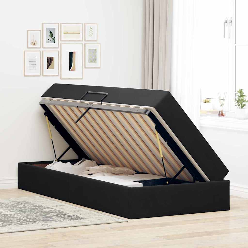 vidaXL Aufbewahrungsbett mit Matratze Schwarz 90 x 190 cm Samt