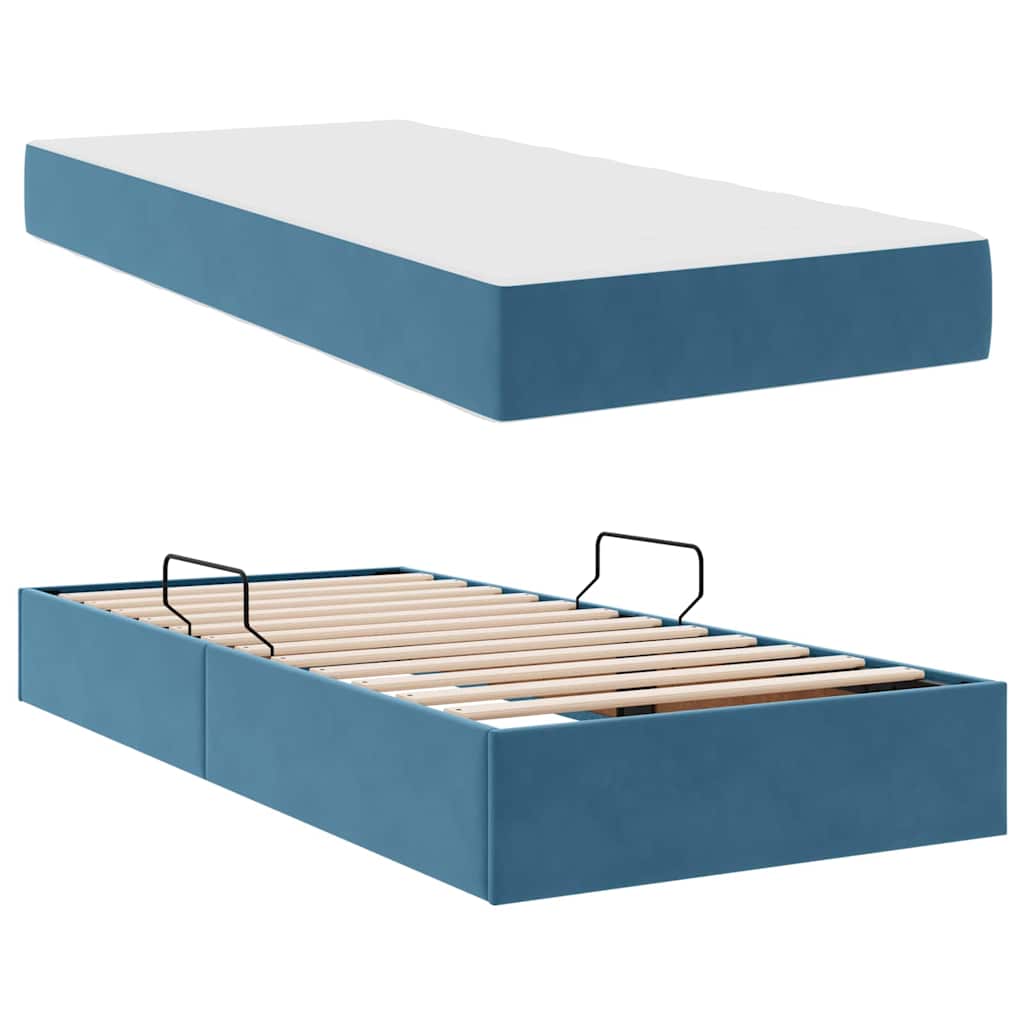 vidaXL Aufbewahrungsbett mit Matratze Dunkelblau 90 x 190 cm Samt