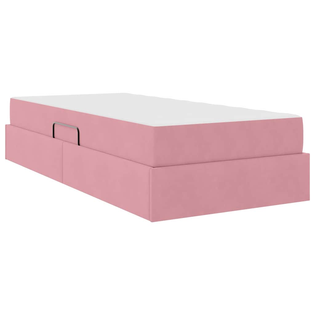 vidaXL Aufbewahrungsbett mit Matratze Rosa 90 x 190 cm Samt
