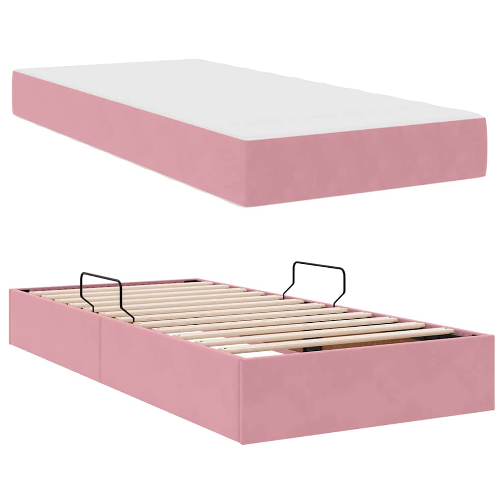 vidaXL Aufbewahrungsbett mit Matratze Rosa 90 x 190 cm Samt