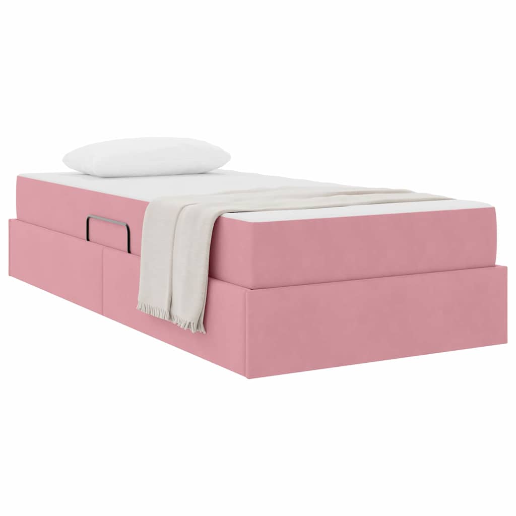 vidaXL Aufbewahrungsbett mit Matratze Rosa 90 x 190 cm Samt