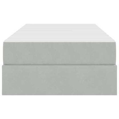 Aufbewahrungsbett mit Matratze Hellgrau 90 x 200 cm Samt