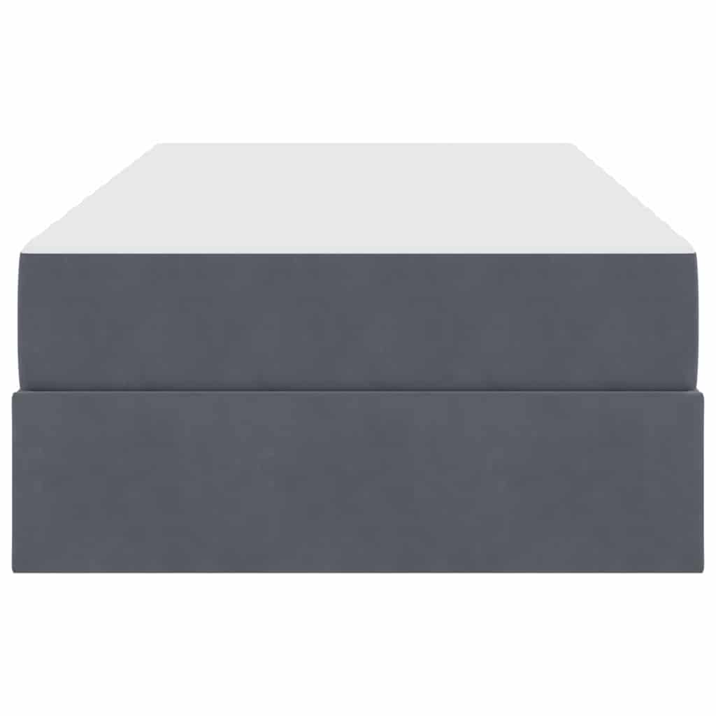 Aufbewahrungsbett mit Matratze Dunkelgrau 90 x 200 cm Samt